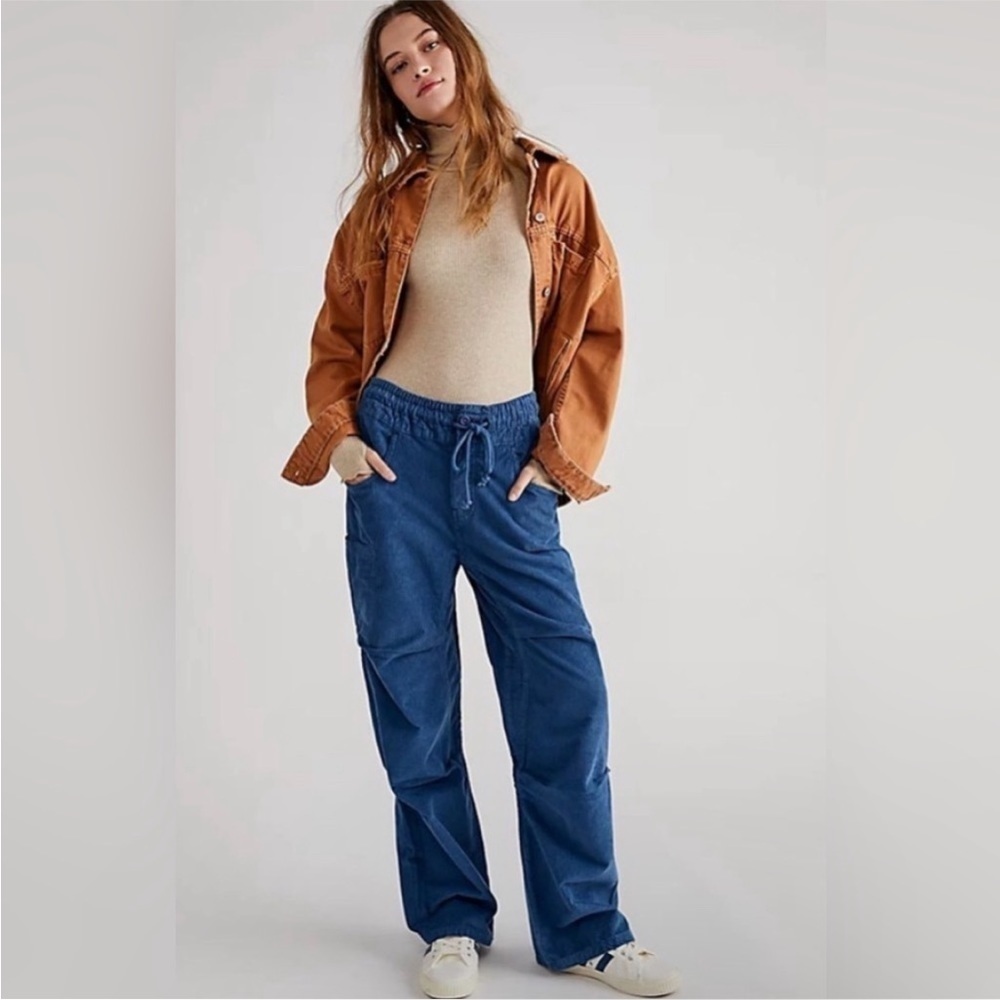Free People Modern Love Pull-On Cord Jeans Blue